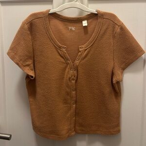 Pacsun Waffle-Knit Short Sleeve Crop Top